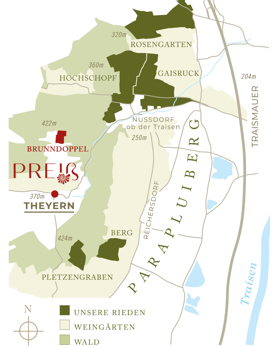 Grafische Darstellung der Ried Brunndoppel im Traisental.