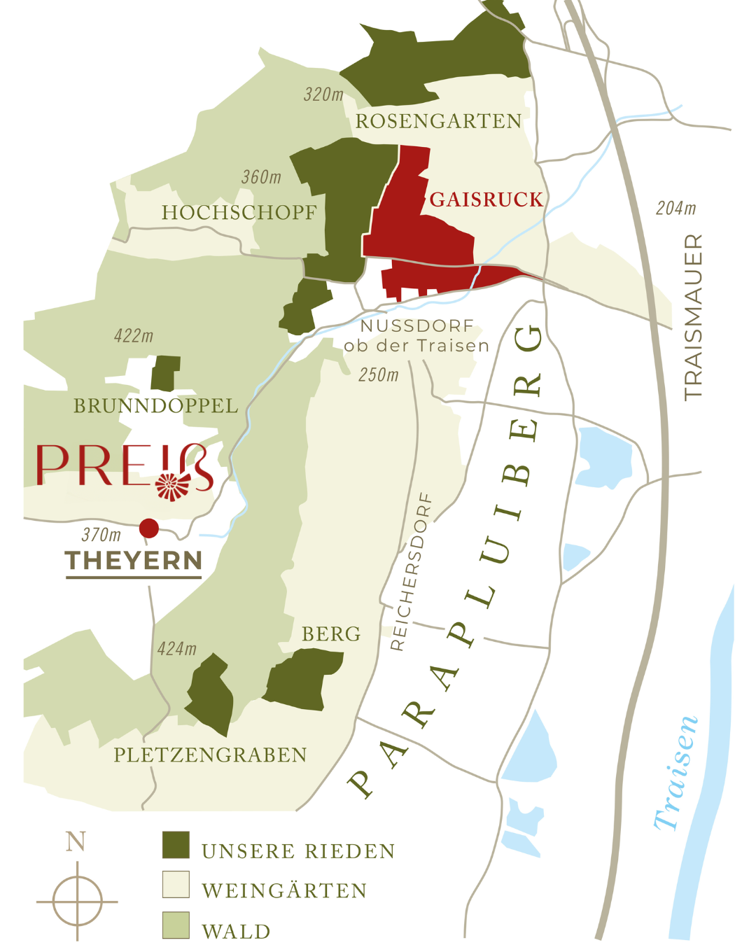 Grafische Darstellung der Ried Gaisruck im Traisental.