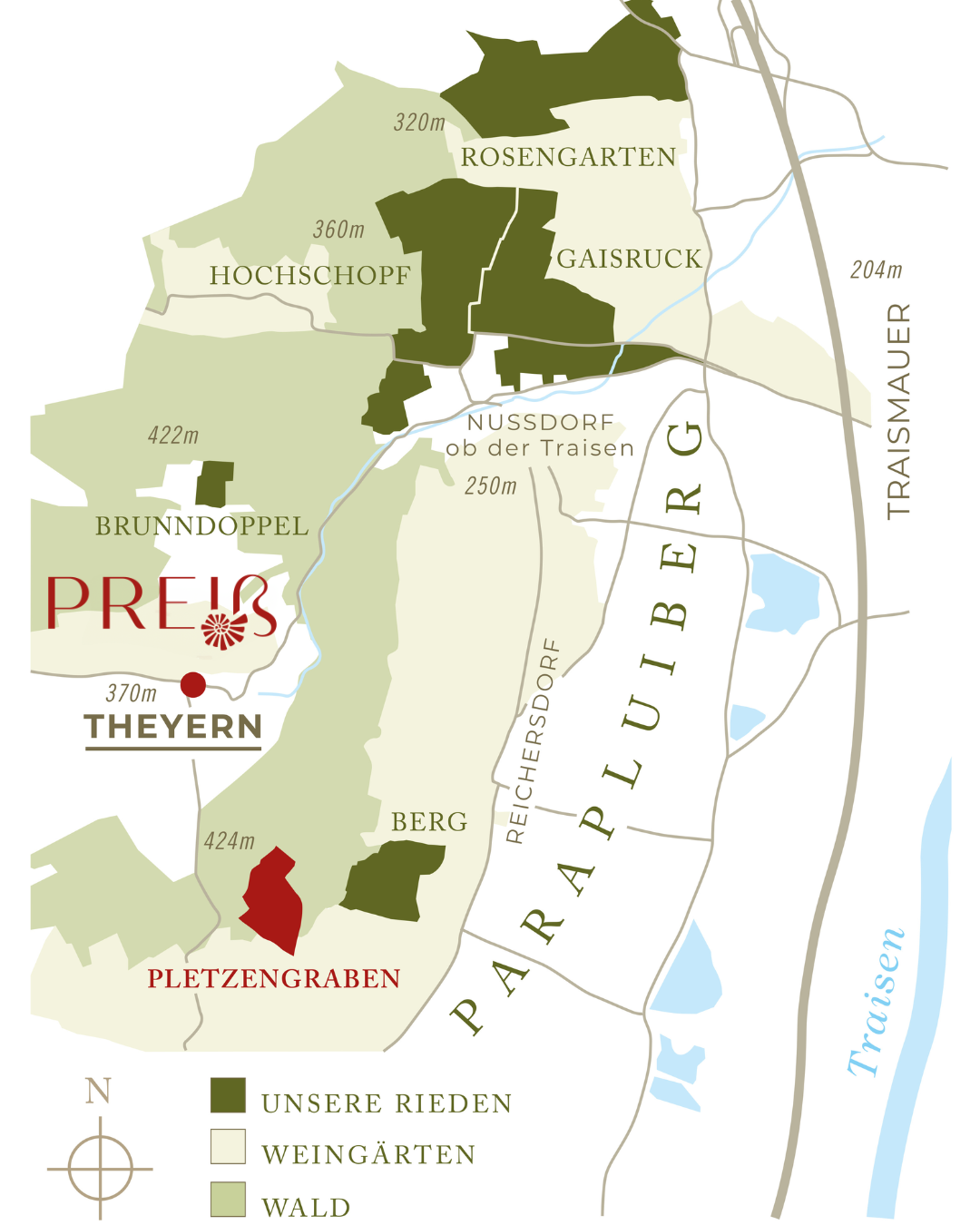 Grafische Darstellung der Ried Pletzengraben im Traisental.
